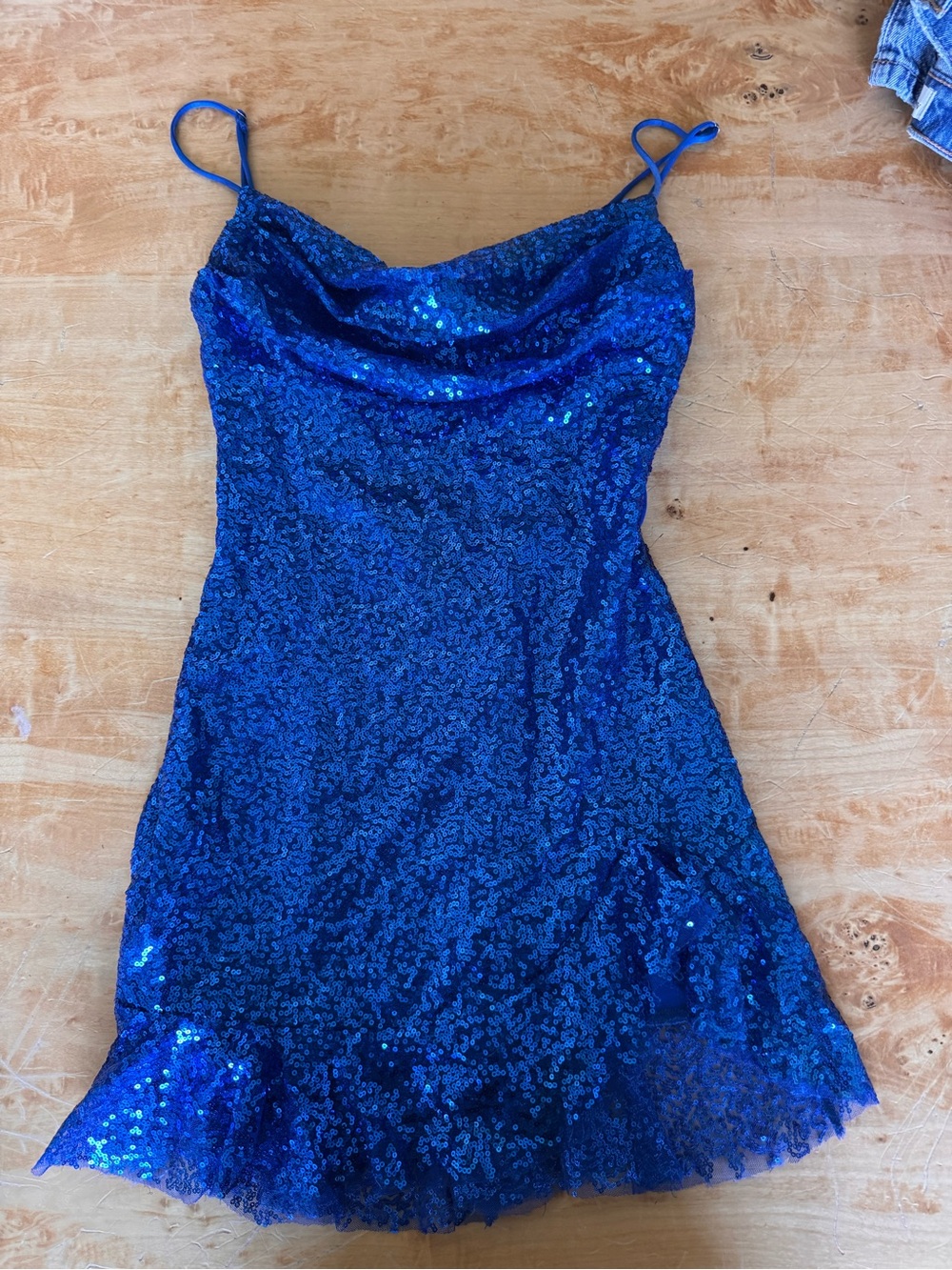 Blue Sequin Slip Dress hoco